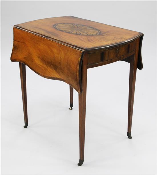 A George III mahogany and rosewood crossbanded butterfly wing Pembroke table, W.2ft 4in.